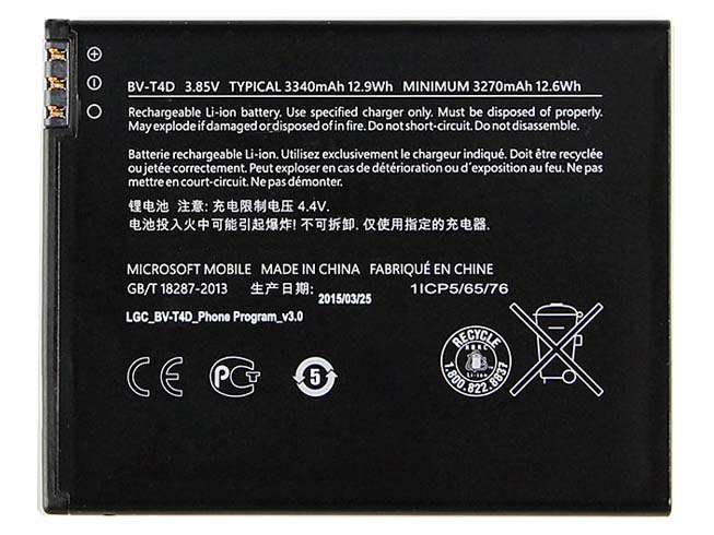 电池 for BV-T4D Miscrosoft Lumia 950 XL CityMan Lumia 940 XL RM-1118 12.9Wh= 3340mAh