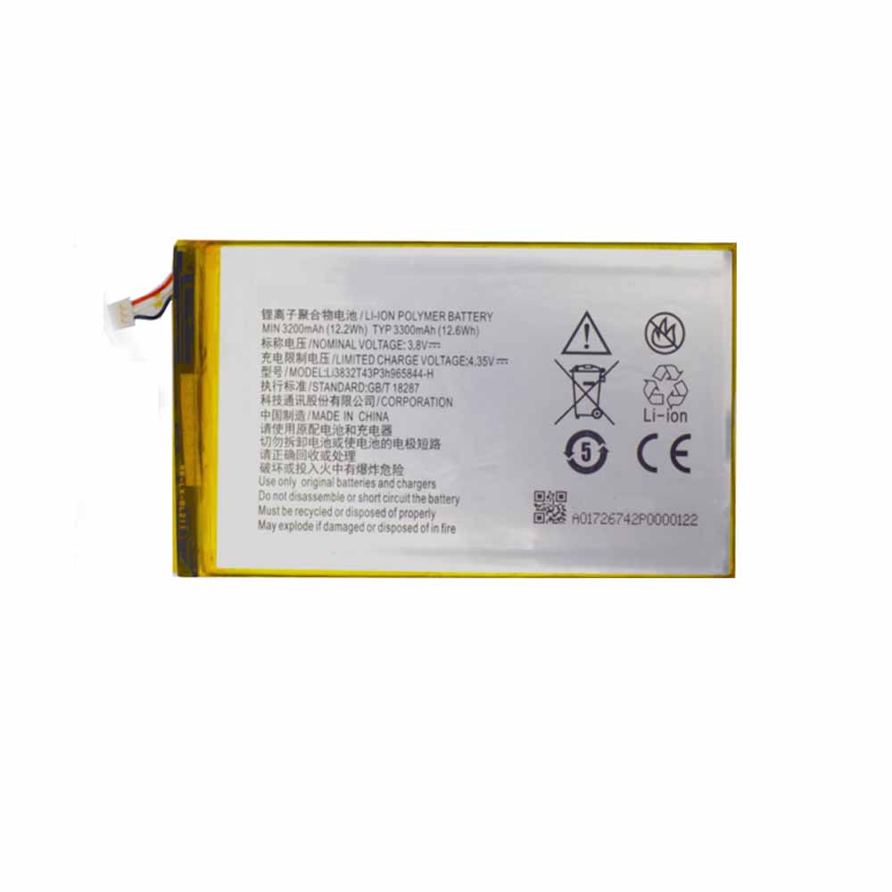 电池 for Li3832T43P3h965844-H ZTE N5 U5 U9815 3200mAh/12.2WH